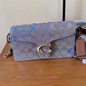Coach Rainbow Crystal Tabby 20 Crossbody Bag with Gold Accents